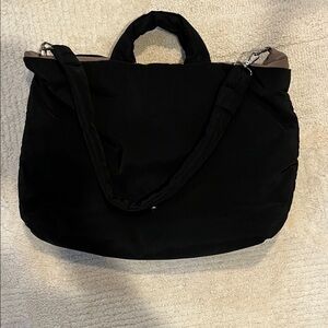 Aqua Black Tote Bag with Taupe Accents